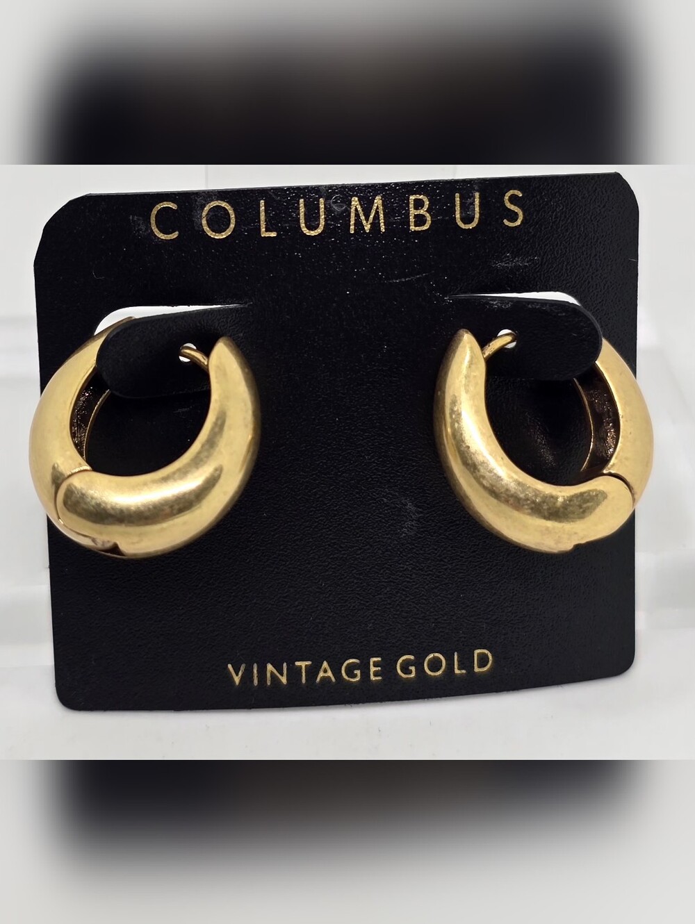 Columbus - Vintage Gold Hinge Hoop Earrings